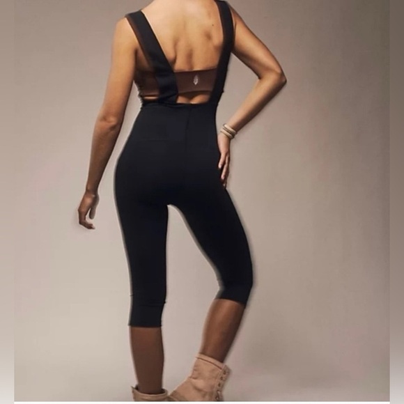 Free People Movement Black and Brown She's A Maniac Jumpsuit Size Small - Picture 2 of 12